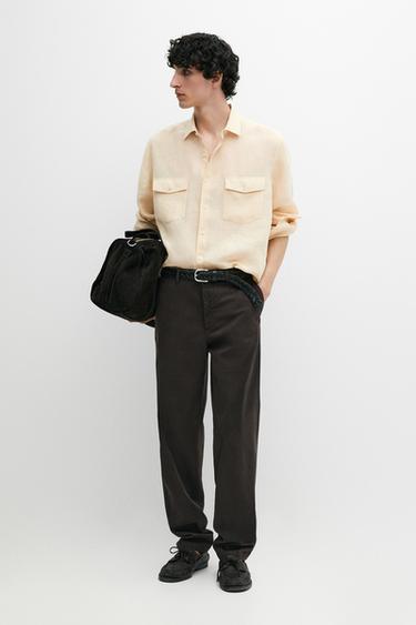 Zara Cotton blend jogger fit trousers - Brown - Image 0