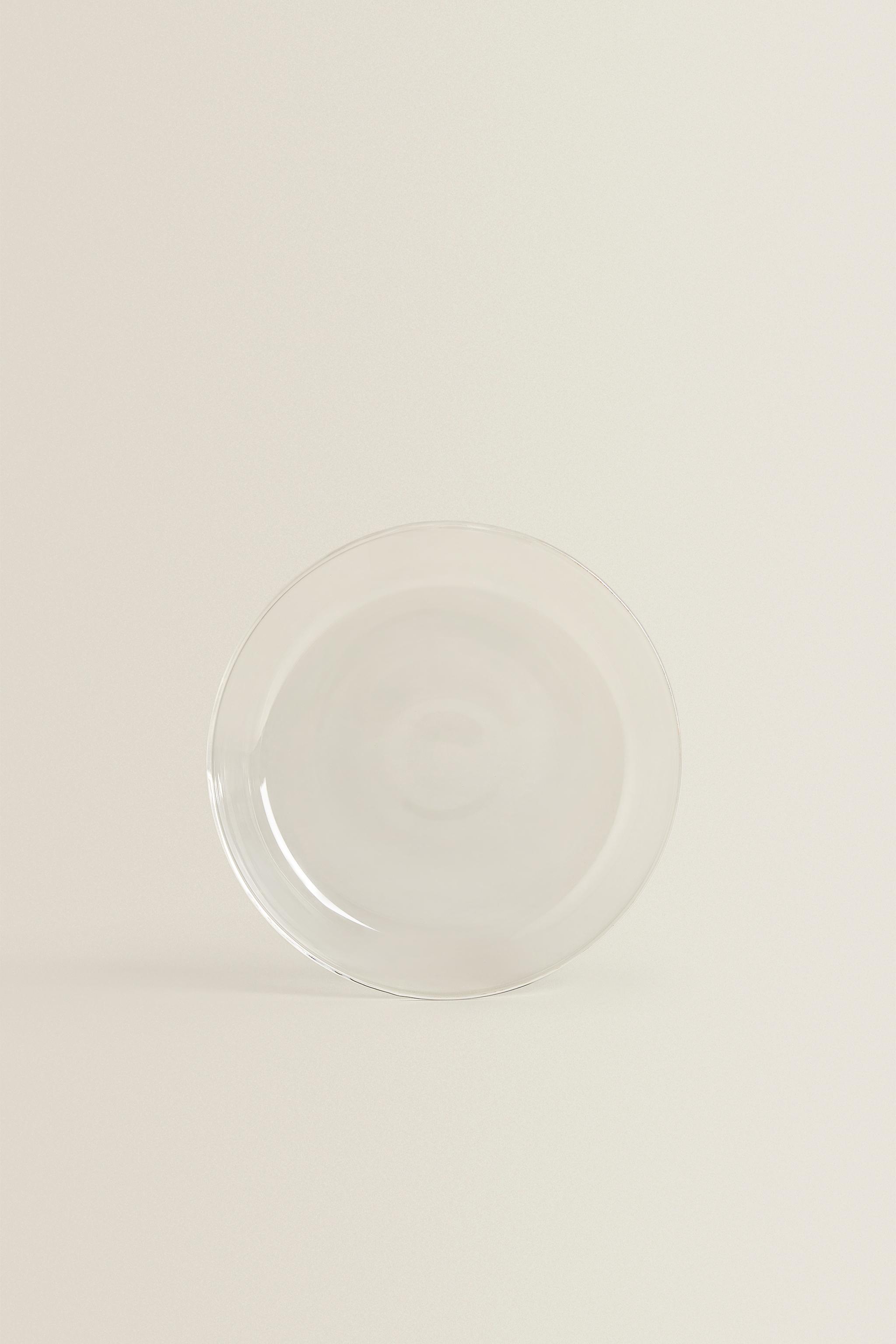 BOROSILICATE GLASS SIDE PLATE WITH RIM — Transparent