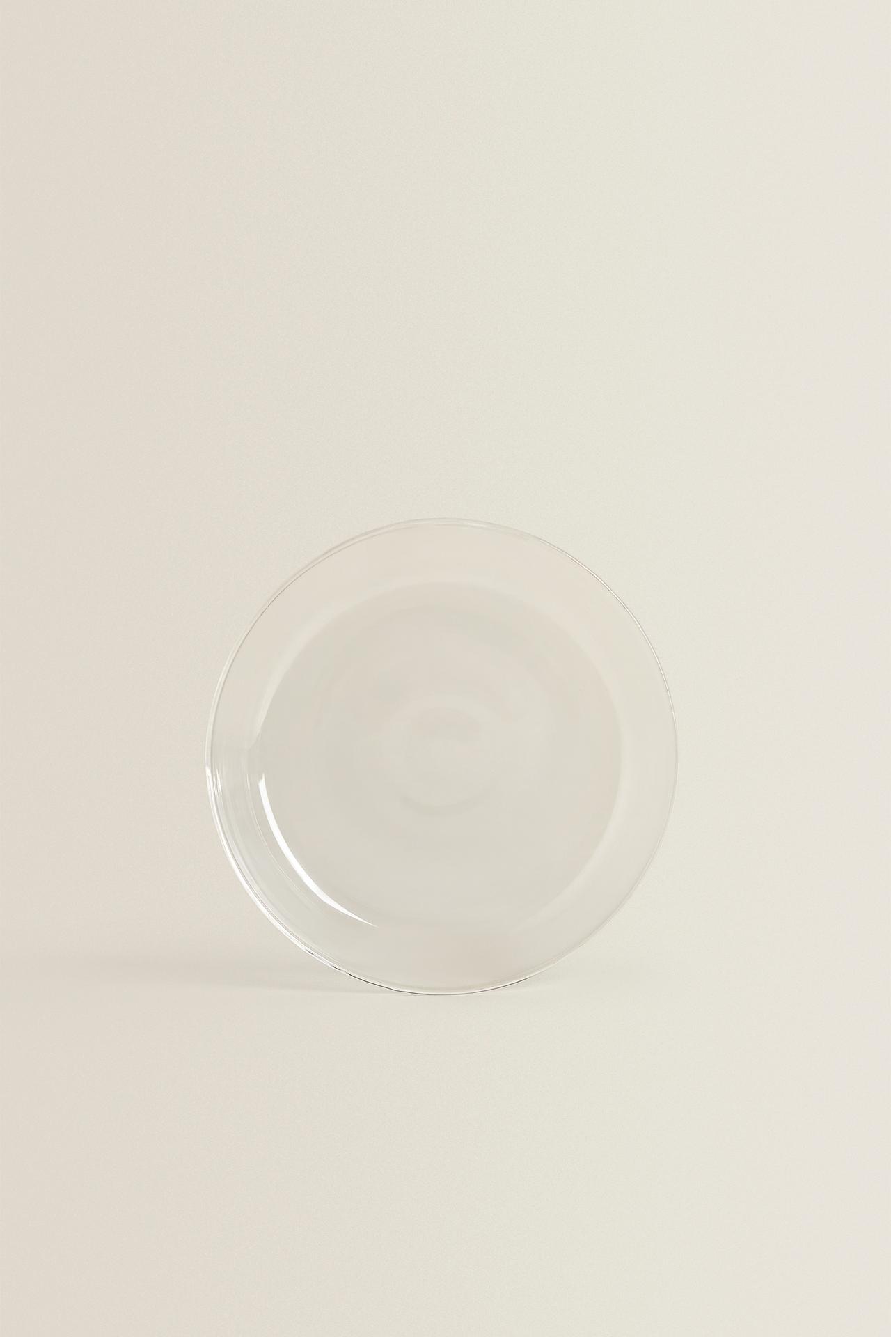 BOROSILICATE GLASS SIDE PLATE WITH RIM — Transparent