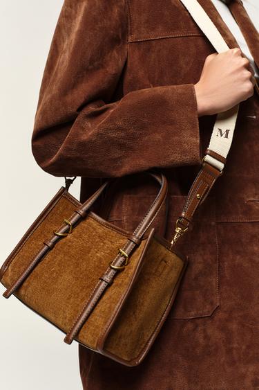 Zara MINI SHOPPER BAG - Brown