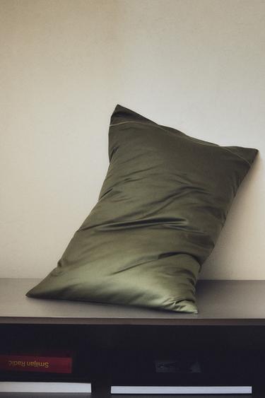 SATEEN PILLOWCASE WITH FESTOON DESIGN (300 THREAD COUNT) — Khaki 1