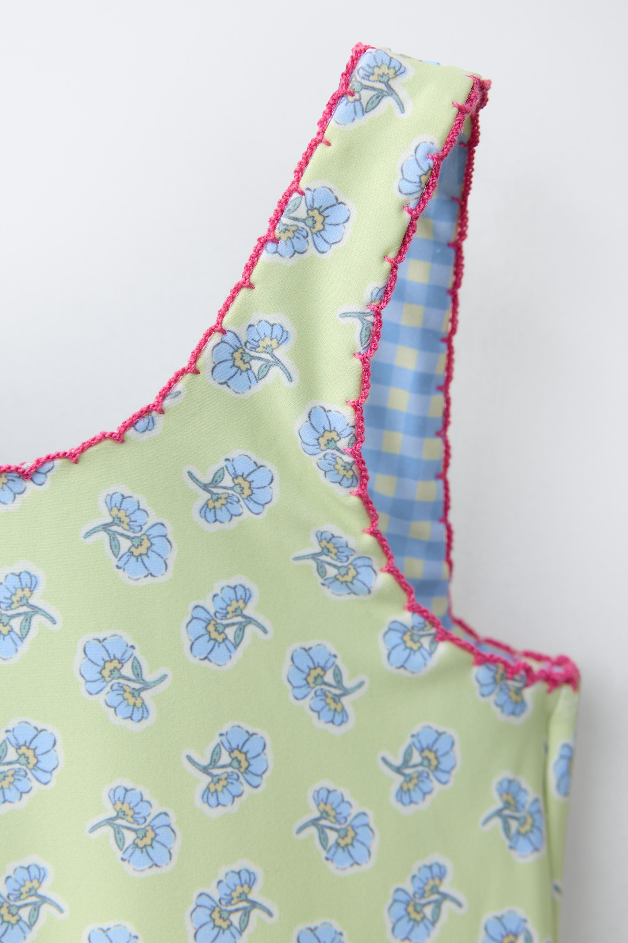 MAILLOT DE BAIN RÉVERSIBLE FLEURS ET CARREAUX (2-6 ANS)