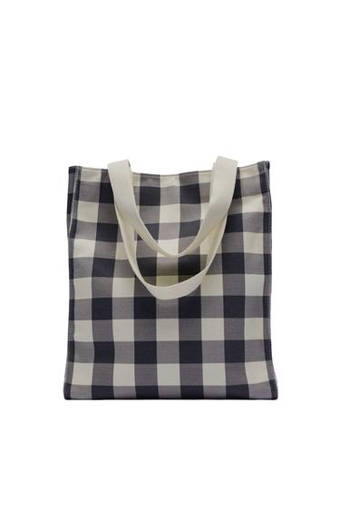 GINGHAM FABRIC TOTE BAG