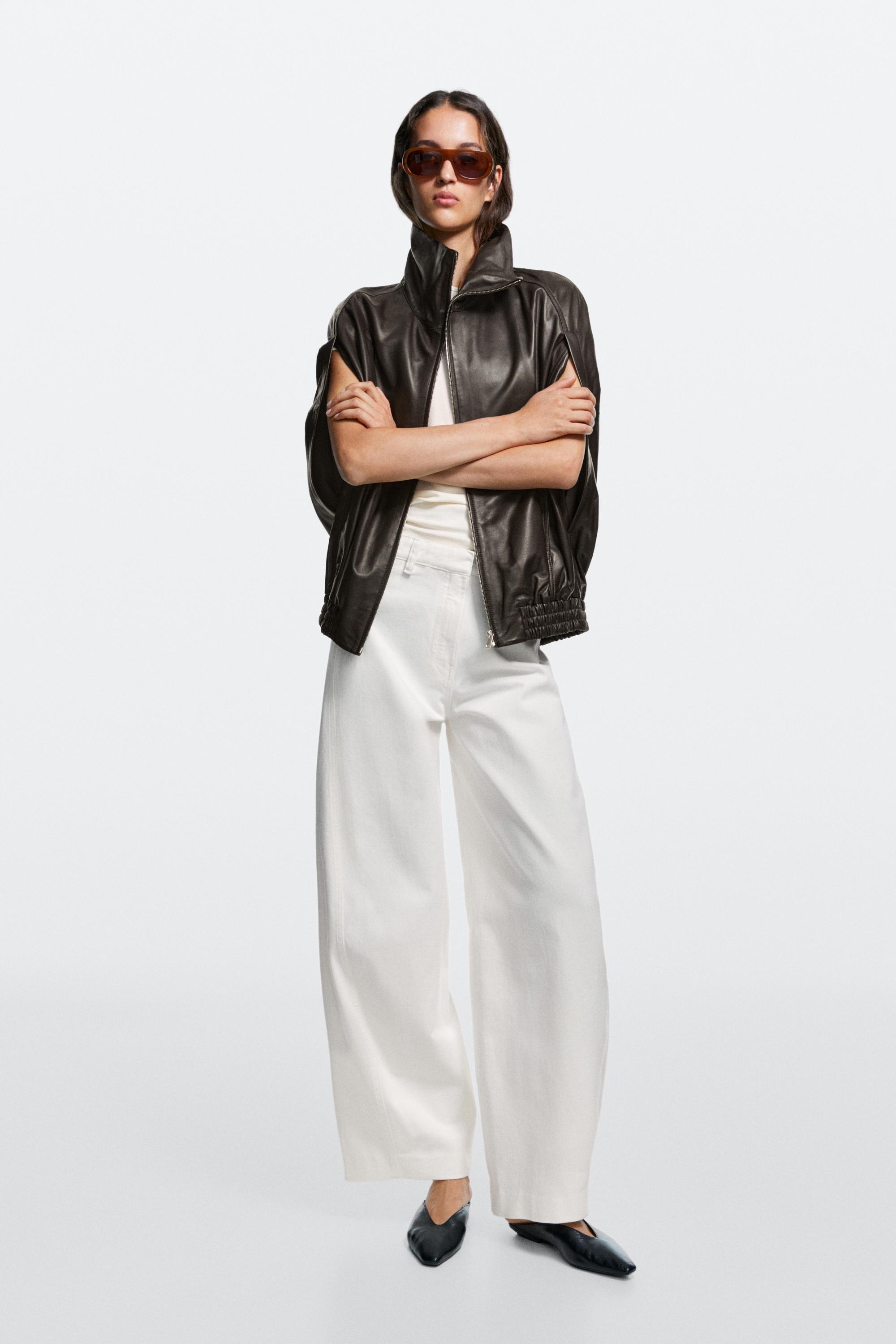 100% cotton barrel-fit pants — Oyster-white