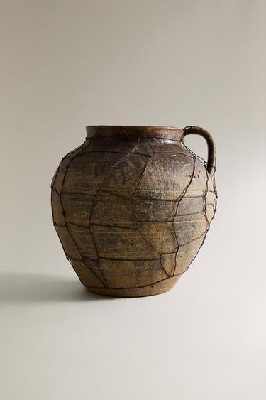 TERRACOTTA LATTICE VASE - Khaki by Zara - Image 0