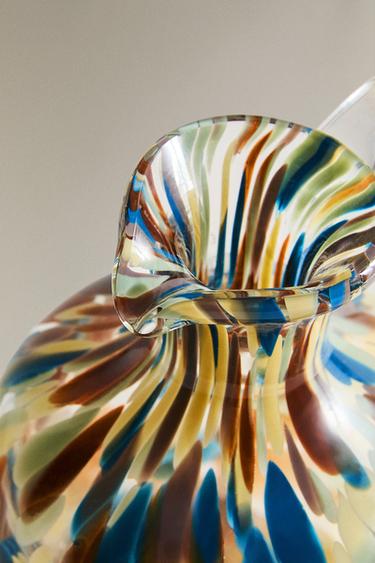 COLOURED GLASS JUG - Sand / Blue by Zara - Image 3
