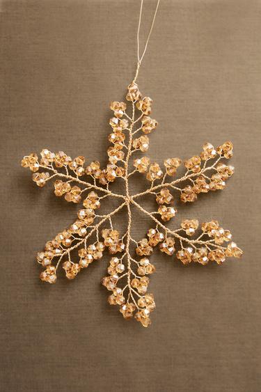 BEADED FLOWER CHRISTMAS TREE DECORATION - Caramel by Zara