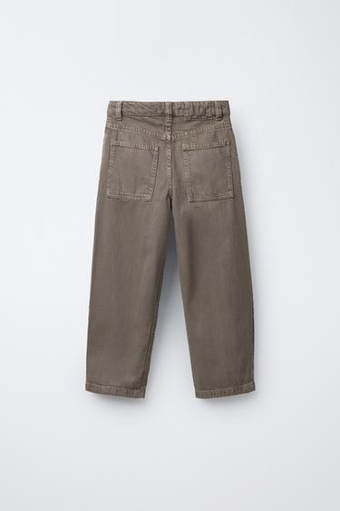 PANTALON BAGGY DÉCONTRACTÉ EN SERGÉ - Marron / Taupe de Zara - Image 1