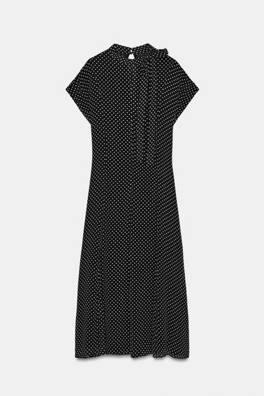 ドットプリントミディワンピース ZW COLLECTIONブラック/ホワイトZaraのドットプリントミディワンピース ZW COLLECTION - ブラック/ホワイト 