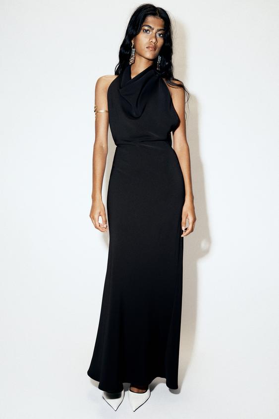 CHAIN HALTER MIDI DRESS - Black by Zara - Image 0