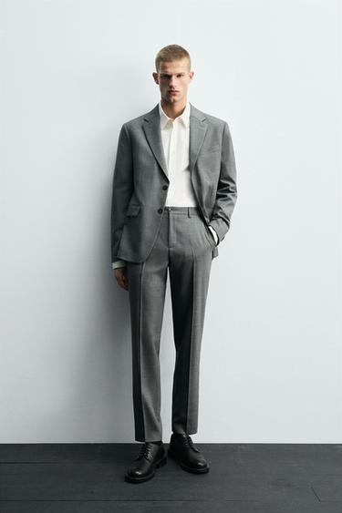 Zara PLAID SUIT PANTS - Gray marl