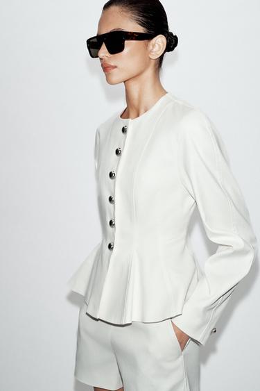 VESTE PEPLUM BOUTONS MÉTALLIQUES - Écru de Zara - Image 2