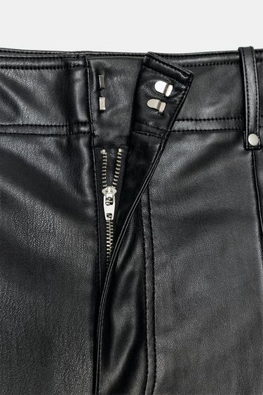 ZW COLLECTION TAILORED WIDE-LEG LEATHER-EFFECT TROUSERS - Black by Zara - Image 6
