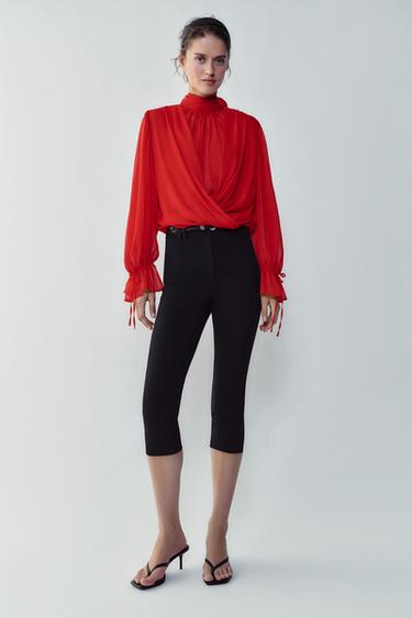 DRAPED TOP WITH BACK TIE - Red by Zara - Image 0