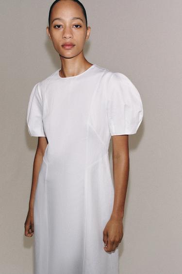 ROBE MI-LONGUE AVEC LIN ZW COLLECTION - Blanc de Zara - Image 5