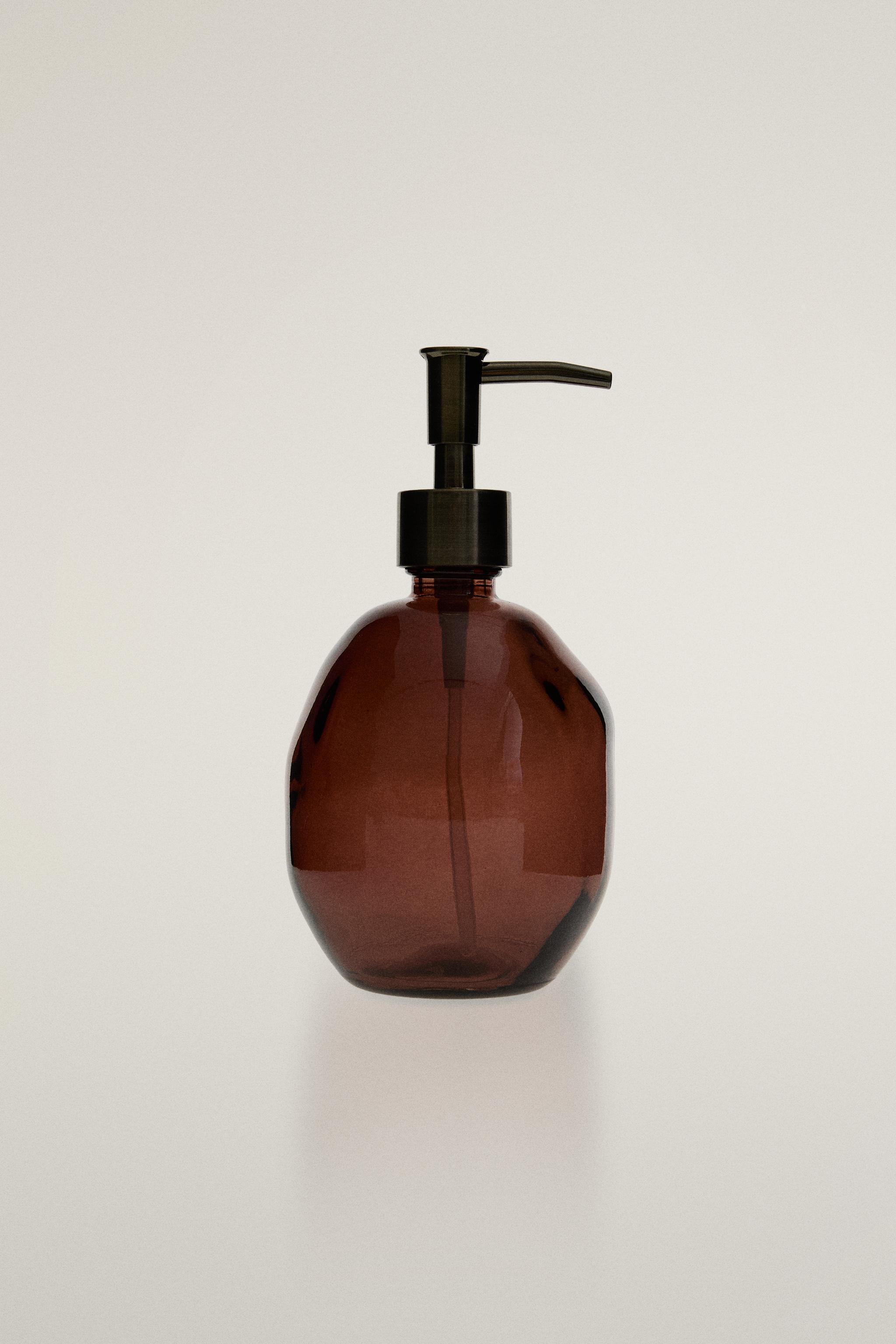 PINK GLASS SOAP DISPENSER