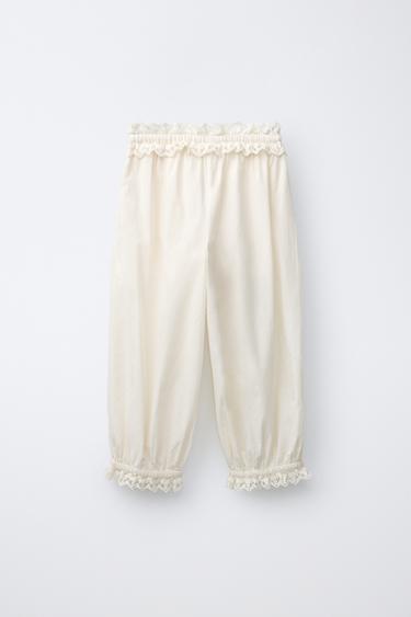 LACE TROUSERS - Ecru by Zara - Image 1