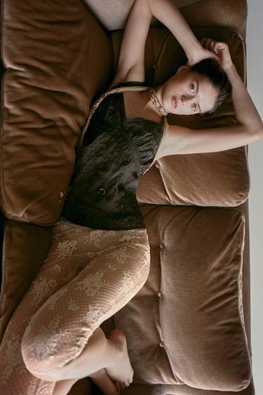 PANTALÓN LEGGING ENCAJE - Dorado de Zara