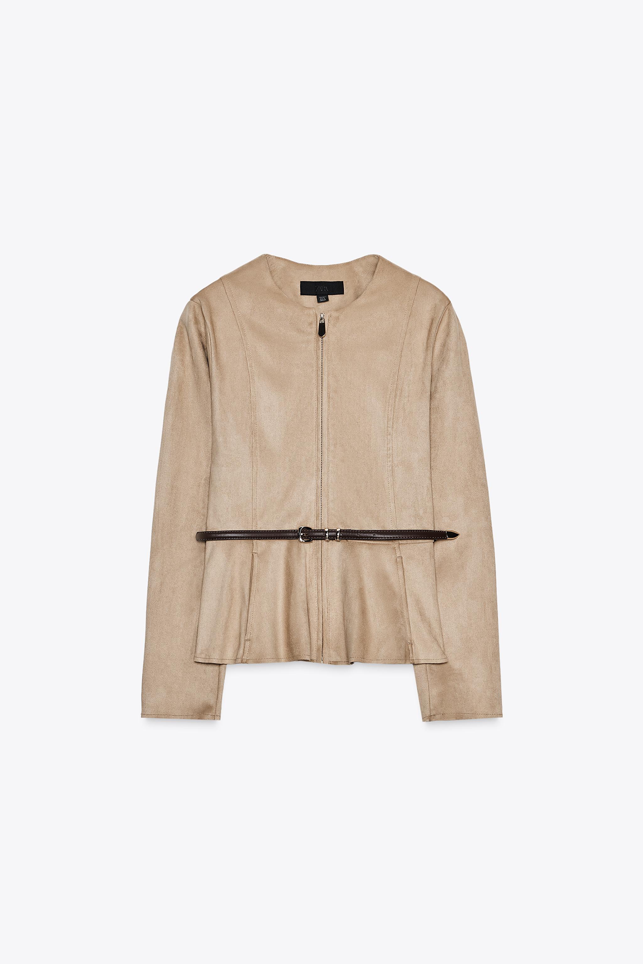 安心★関税込み★ZARA★FAUX SUEDE EFFECT PEPLUM JACKET FAUX SUEDE PEPLUM JACKET - Ecru | ZARA United States