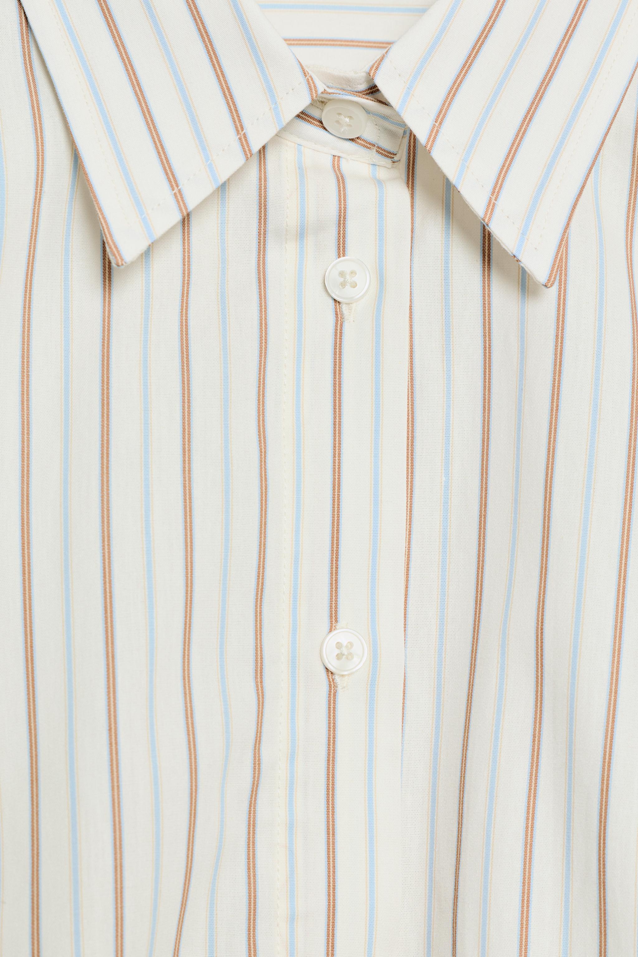 Женские рубашки Zara STRIPED POPLIN CROPPED SHIRT — фото 5