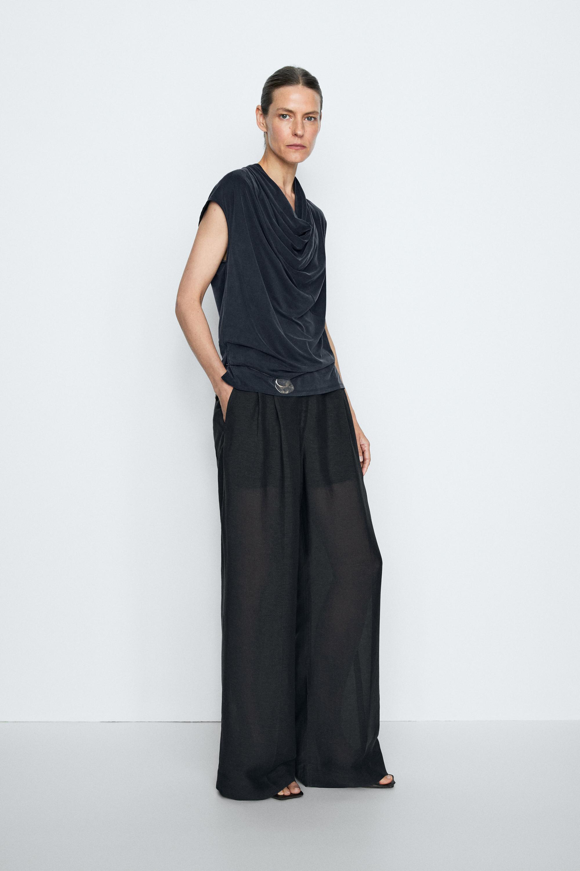 Draped back-tie top - STUDIO — Blue