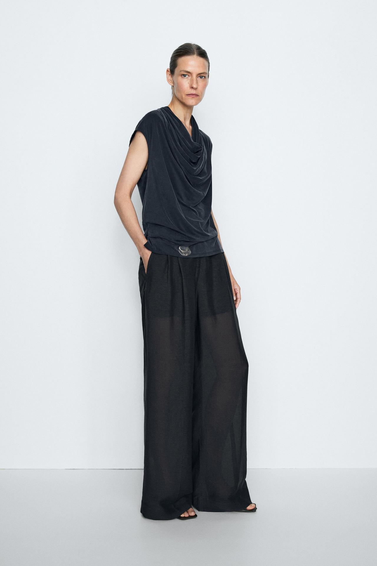 Draped back-tie top - STUDIO — Blue
