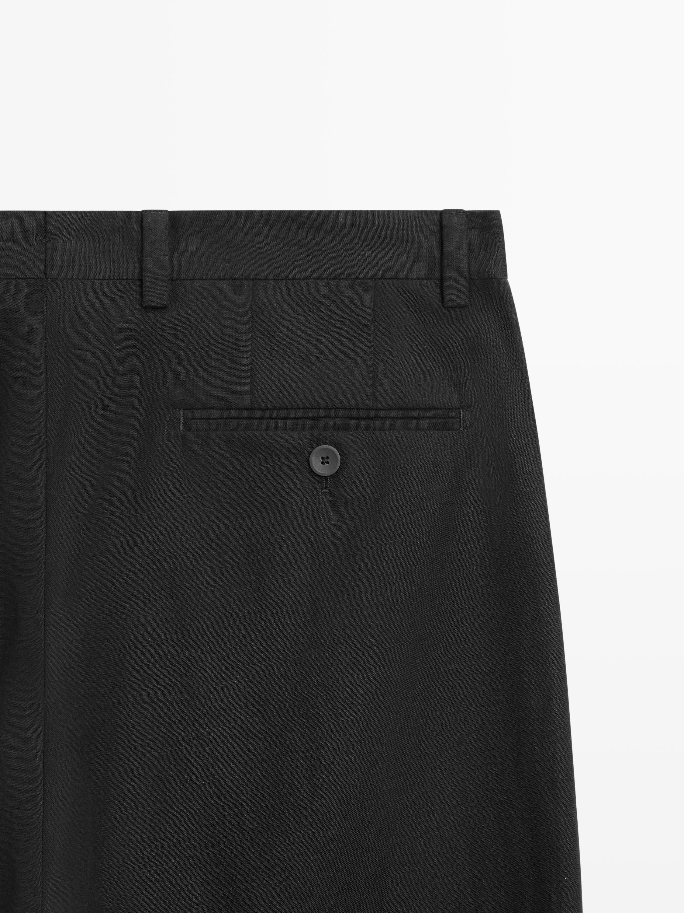 Linen tailored fit barrel trousers