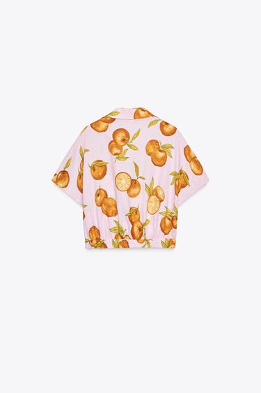 PRINTED LINEN BLEND CROP TOP - Pink by Zara - Image 6
