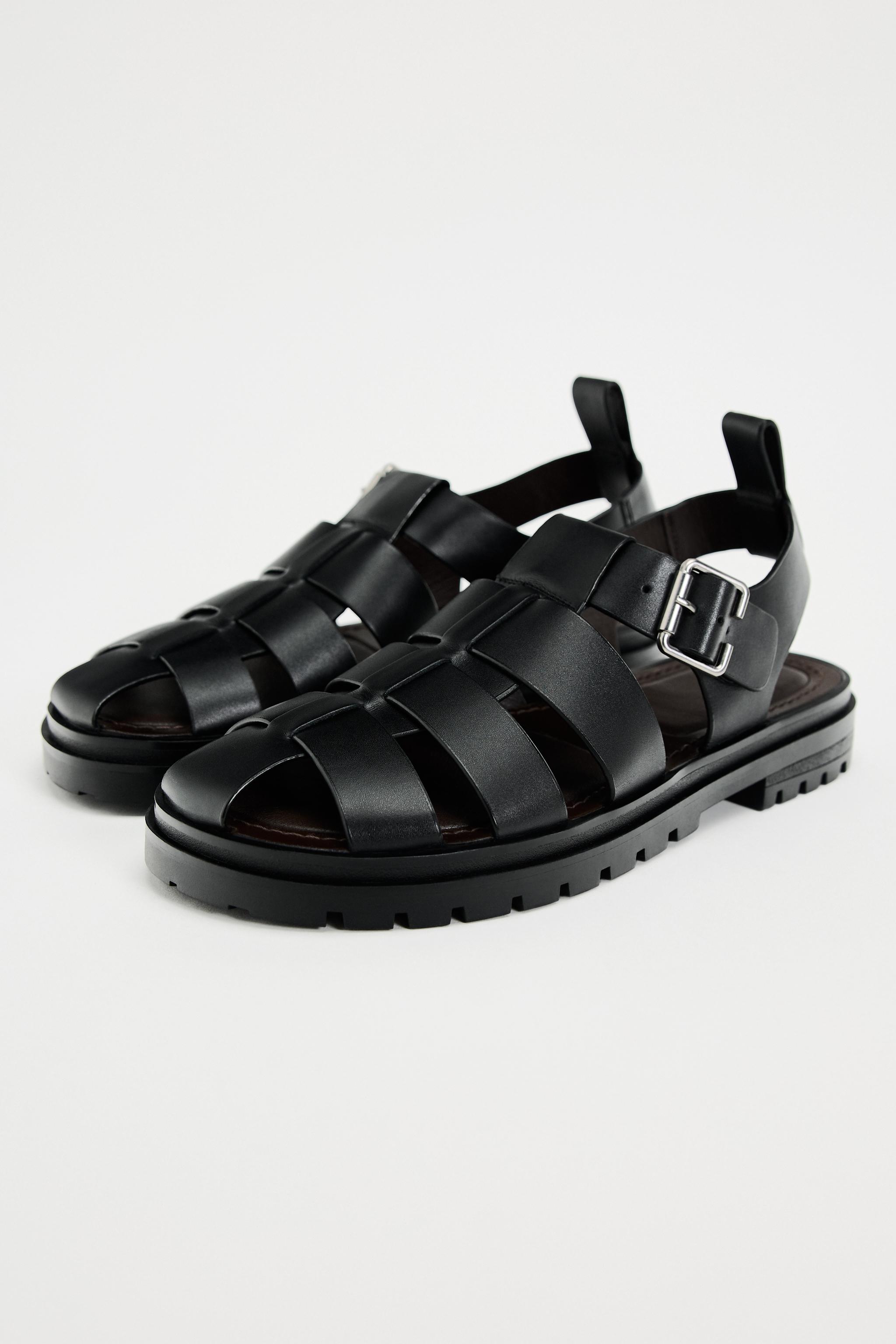 LUG SOLE LEATHER CAGE SANDALS