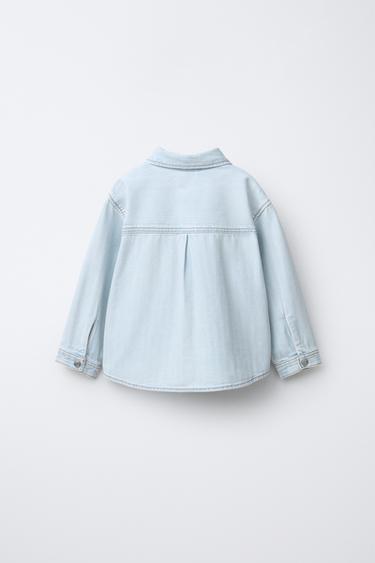 HERRINGBONE DENIM OVERSHIRT - Light blue by Zara - Image 1
