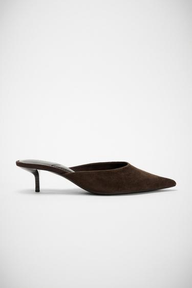 Zara SUEDE MULES - Brown