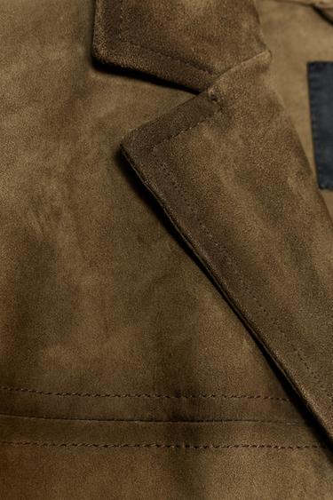 OVERSIZE 100% SUEDE LEATHER BLAZER ZW COLLECTION LIMITED EDITION - Light khaki by Zara - Image 5