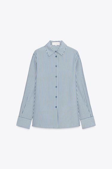 CHEMISE FLUIDE À RAYURES ZW COLLECTION - Bleu / Blanc de Zara - Image 4