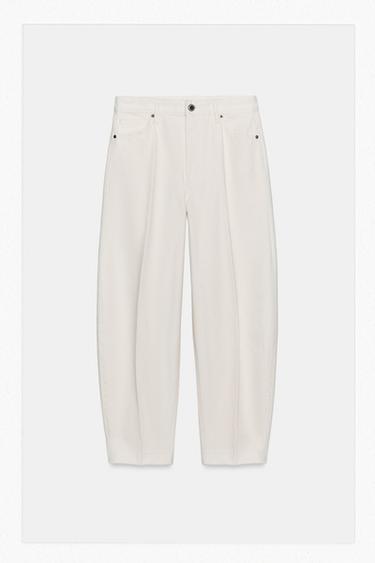 ZW COLLECTION BARREL HIGH-WAIST JEANS - White by Zara