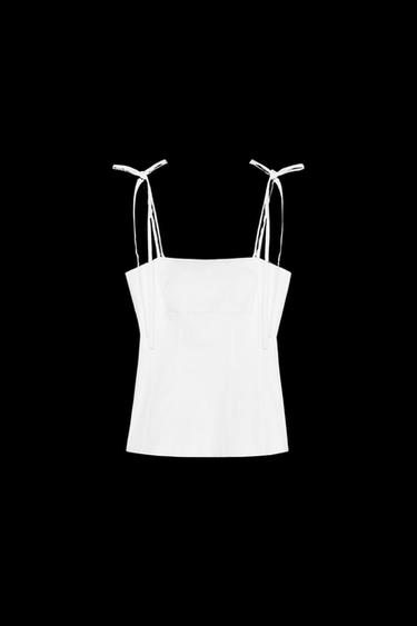 FITTED TOP WITH BOWS - White by Zara - Image 0