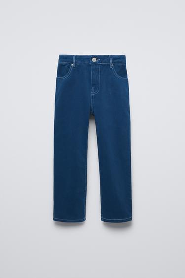 STRAIGHT TROUSERS WITH TOPSTITCHING - Bluish by Zara - Image 0