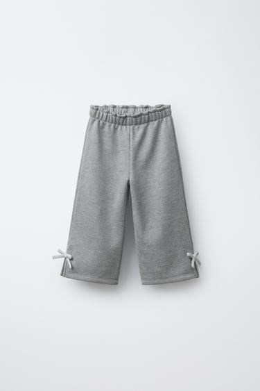 PLUSH TROUSERS WITH SHINY BOWS - Grey marl by Zara