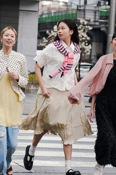 GODET MIDI SKIRT - Ice by Zara