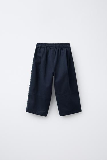 PANTALON CULOTTE BRODÉ LATÉRAL - Bleu marine de Zara - Image 1