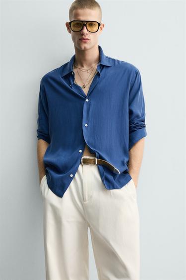 CHEMISE FLUIDE COUPE DÉCONTRACTÉE - Bleu roi de Zara - Image 4