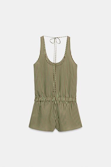 STRIPED PLAYSUIT - Brown / Green by Zara - Image 5