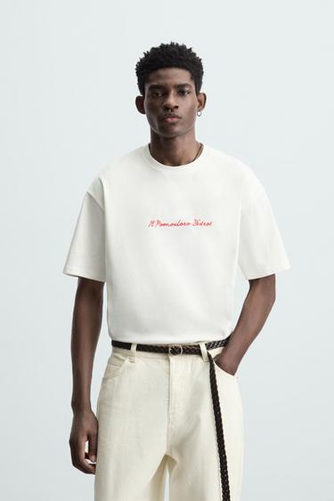 CAMISETA ESTAMPADOS CONTRASTE - Blanco de Zara