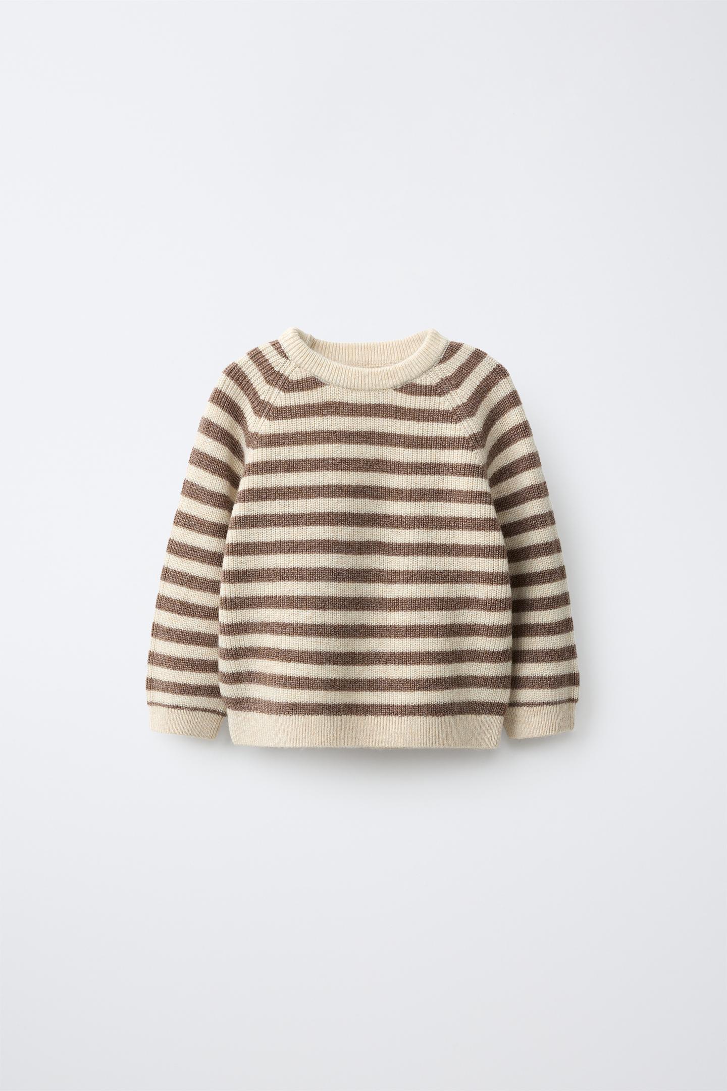Детский свитер Zara Striped Wool and Cashmere Knit, цвет: Светлый бежевый