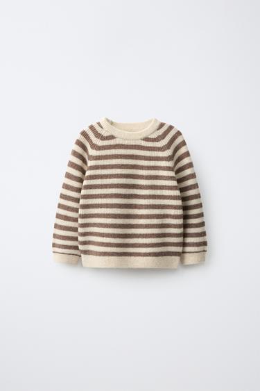 STRIPED WOOL BLEND AND CASHMERE JUMPER - Light beige by Zara