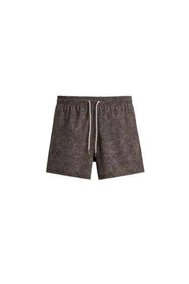 MID-LENGTH FLORAL PRINT SWIM SHORTS - Brown by Zara
