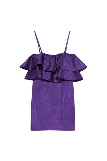 RUFFLED METALLIC THREAD DRESS