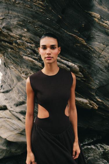 ROBE BIMATIÈRE EN MAILLE CUT OUT - Marron de Zara - Image 2