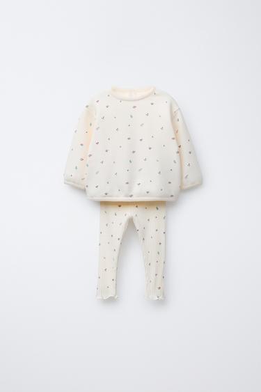 FLORAL RIB SWEATSHIRT AND LEGGING SET - Petrol blue by Zara - Image 0