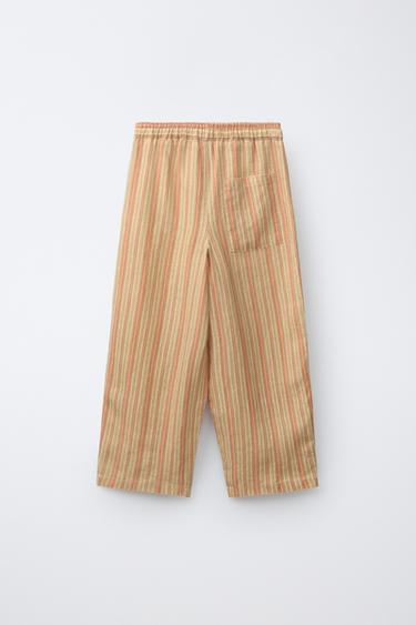 RELAXED STRIPED TROUSERS - Orange by Zara - Image 1