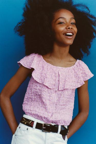 FLORAL TEXTURED SHIRT - Pink by Zara - Image 4